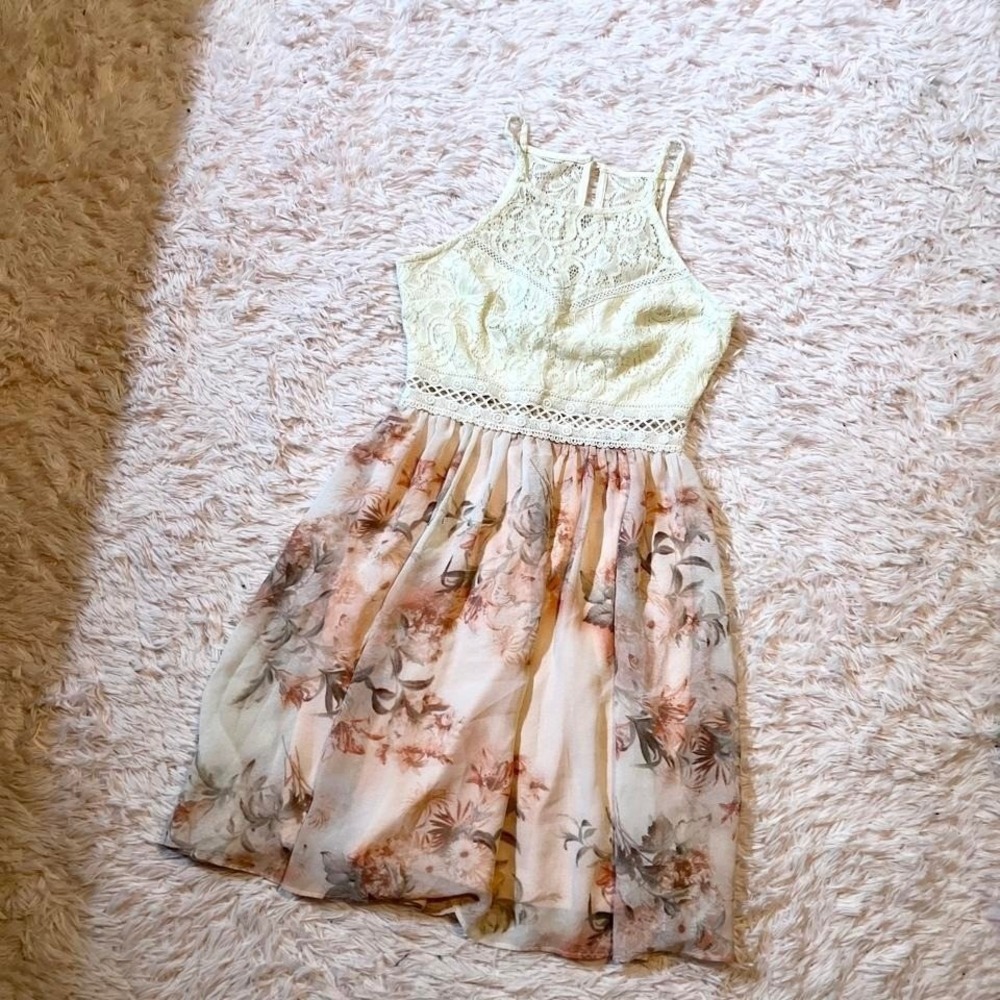 Whimsical Floral Fairy Core Coquette Soft Girl Romantic Lace Dress Womens 3